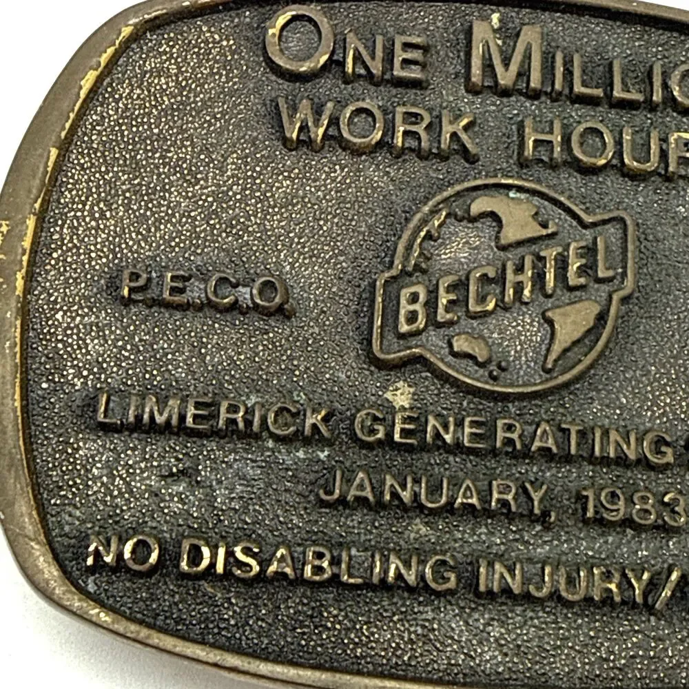 Vintage '83 LIMERICK GENERATING STATION Bechtel AFL-CIO Belt Buckle Safety Award
